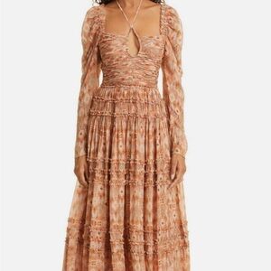 Ulla Johnson Rabia Tiered Chiffon Silk Maxi Dress Horizon Size 4